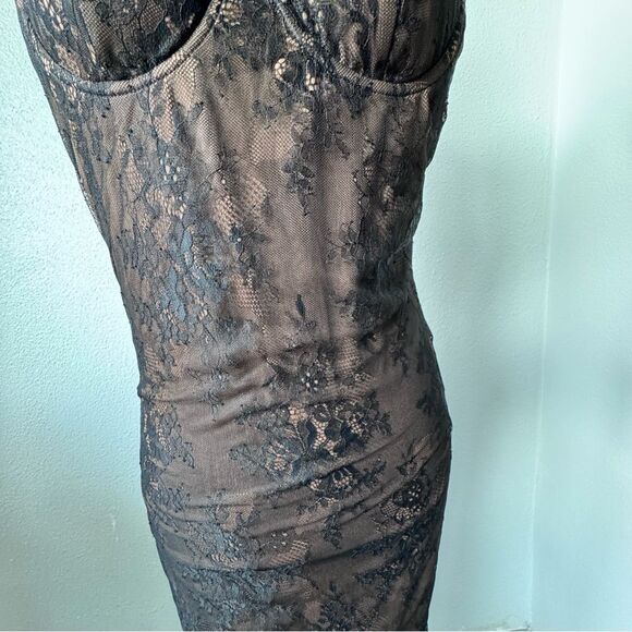 Commense Black Lace Dress Bronze Lining Bustier Straps Small NEW - Picture 6 of 14